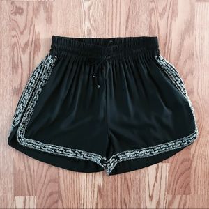 ZARA Embellished Navy Silk Shorts